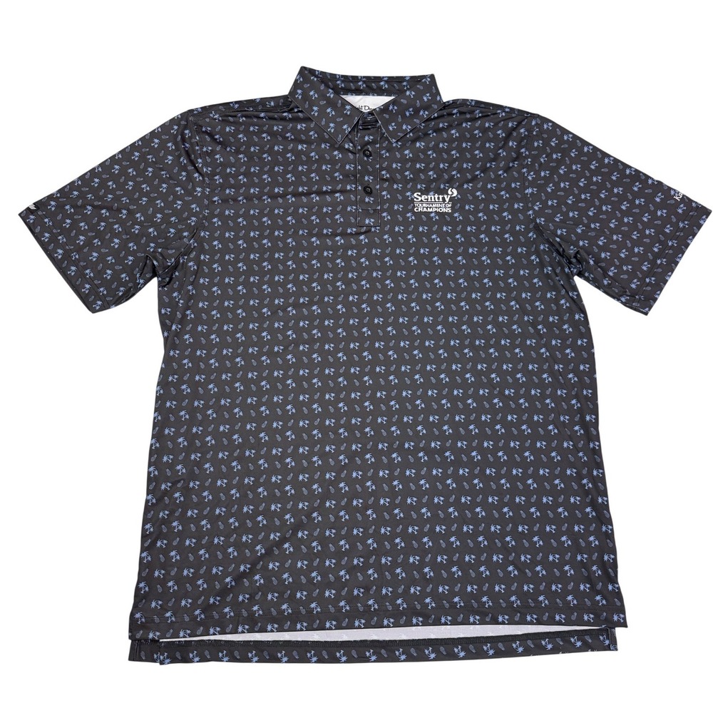 Straight Down Mens XL Performance Polo Sentry Tournament of Champions Black Palm